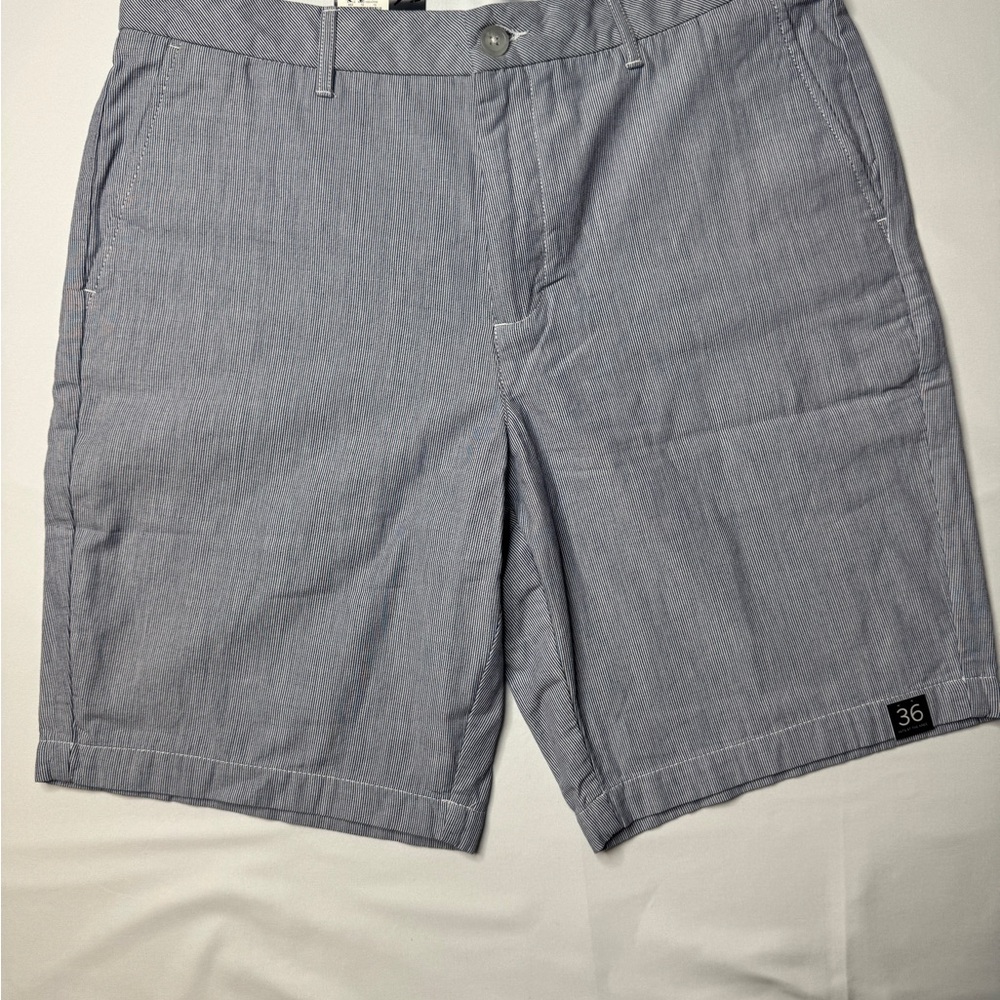 Marc Anthony Slim Fit Luxury Chino Shorts Size 36 Blue Striped NWT